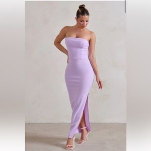 DINA LILAC BANDEAU MAXI DRESS WITH SPLIT NWT